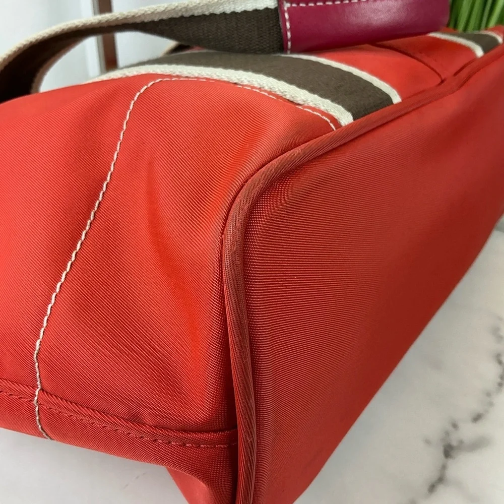 Coach Hampton Vintage‎ Nylon Vibrant Red Orange Tote Bag
